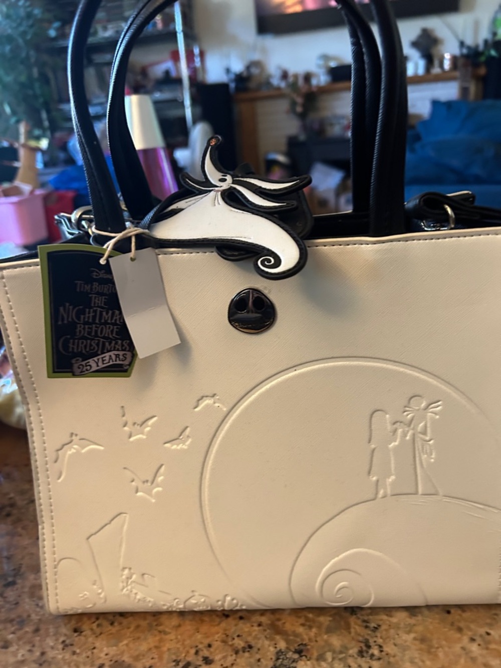 Loungefly White and Black Embossed The Nightmare Before Christmas Tote